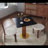 Modern 3 Piece Dining Table and Chair Set with Sintered Stone or Glass Square Table Top, Boomerang Shaped Solid Wood Dining Table with Two Solid Wood Dining Chairs - Small Space Kitchen Table and Chair Set with Gold Stainless Steel Base-1745555456