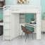 Lit mezzanine avec garde-robe intégré et bureau d'étude, lit haut peu encombrant avec plateau à clavier, station de charge et double projecteur-700911494