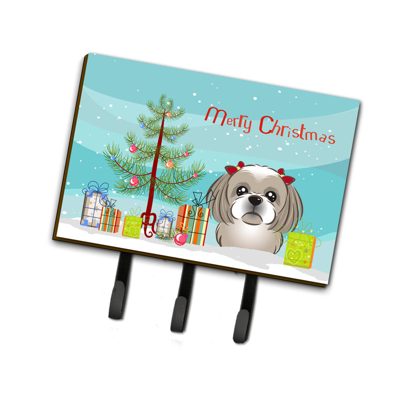 Metal Wall Organizer with Key Hooks, Shih Tzu