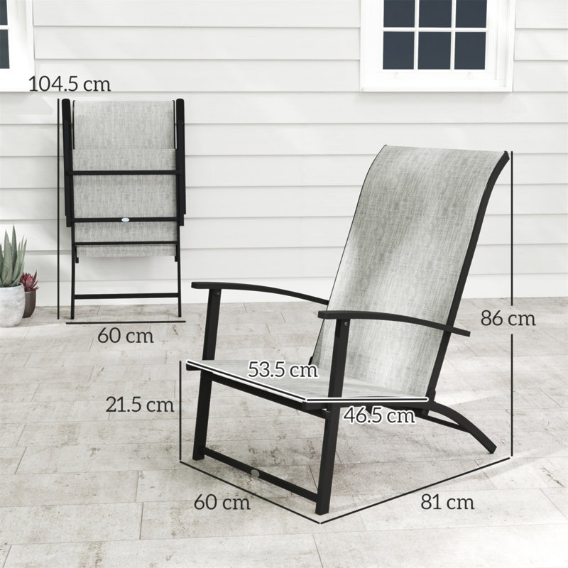 Ensemble de 2 chaises de patio pliantes à dossier haut avec accoudoirs Outsunny