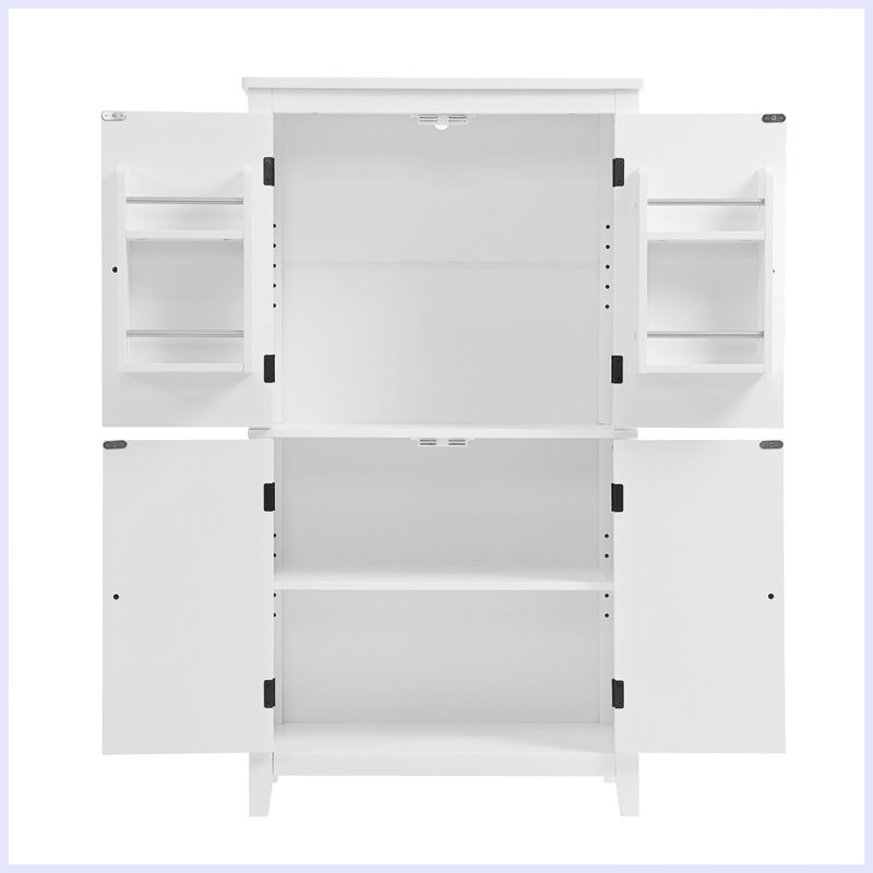 Armoire de rangement élégante pour salle de bain, unité de rangement pour salle de bain, armoire autoportante avec 4 portes