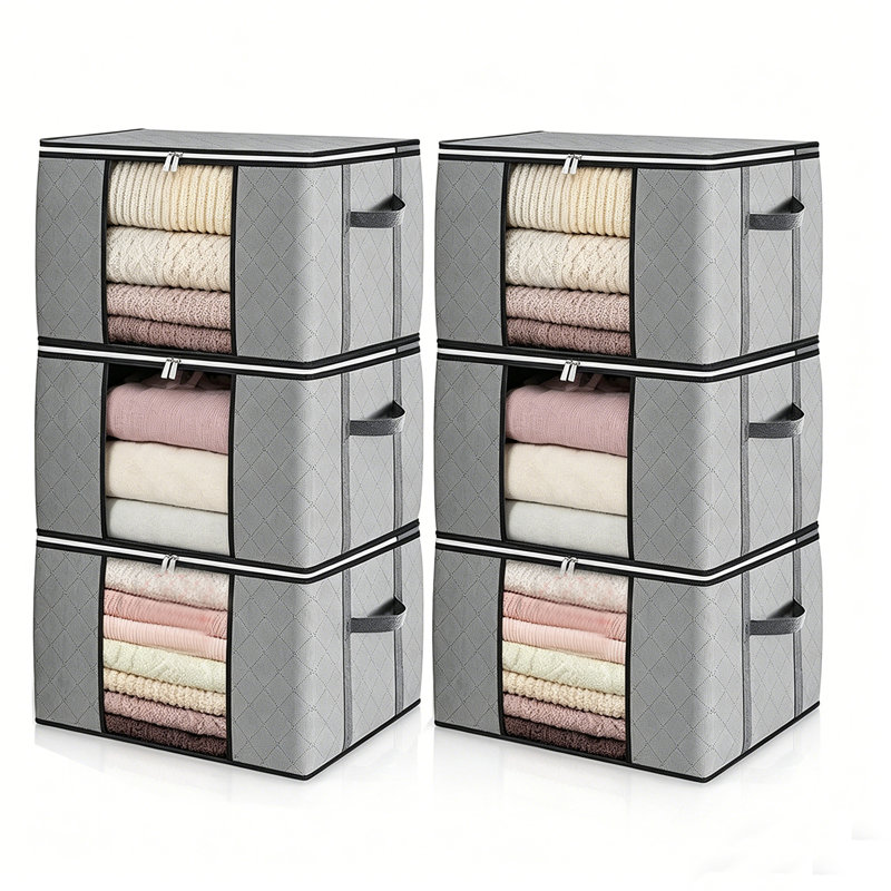 Rangement pour vêtements, sac de rangement pour couverture pliable, gris