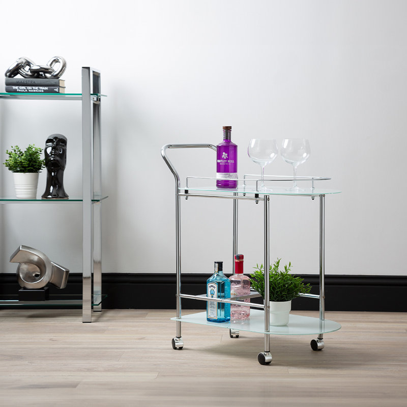Tea Wine Serving Cart for Kitchen Accessories, Drinks Trolley with Wheels