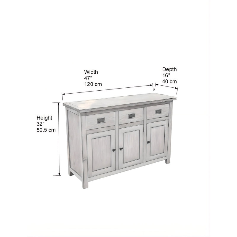 Solid Wood Sideboard (Long), Dark Blue