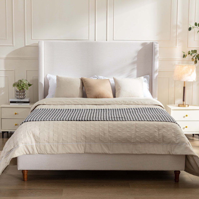 Mozter Boucle  Upholstered Wingback Bed