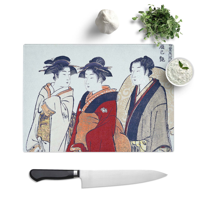Tempered Glass the Pleasure Quarter by Torii Kiyonaga Chopping Board, 28.5 cm x 20 cm