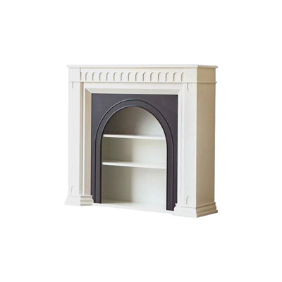 White Solid Wood Freestanding Fireplace