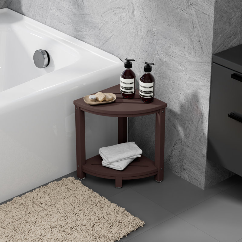 Banc de douche en poly, Marron foncé