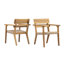 Ensemble de 2 chaises de salle à manger rustiques modernes pour patio, en bois d'acacia et résine tressée, supportant jusqu'à 180 kg (400 lb) à l'extérieur