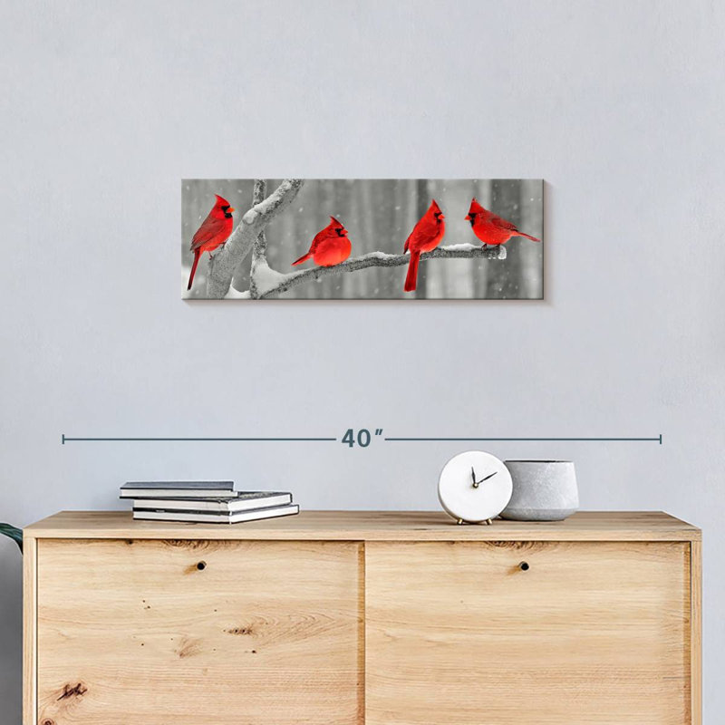 " Cardinal Birds Canvas Print ", 8" H x 24" W x 1" D