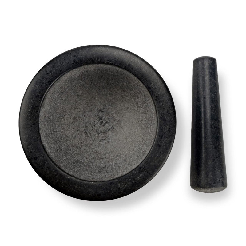 Black Granite Pestle & Mortar With Base