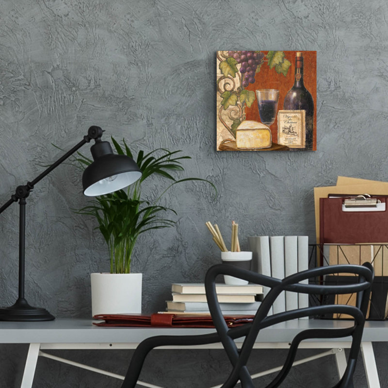 «Wine and Cheese Tustation 3» par Art Licensing Studio, art mural en verre acrylique, 12 po x 12 po