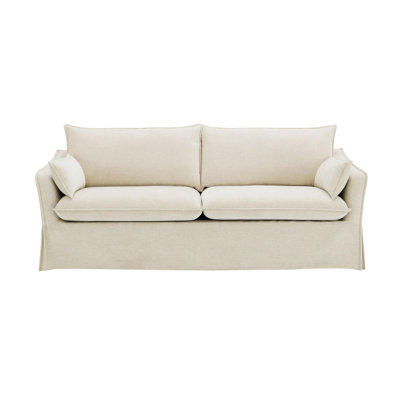 Shane Beige Linen Sofa W/2 Accent Pillows, removable cushions, Upholstered