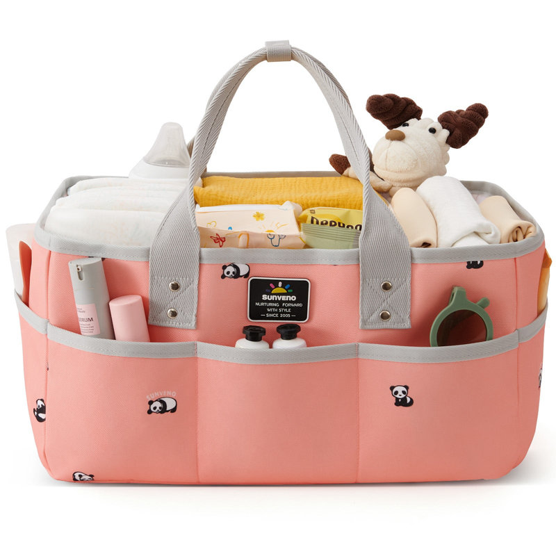 Organisateur de couches portatif avec diviseurs amovibles, rangement pour chambre de bébé grande capacité, Coral Pink