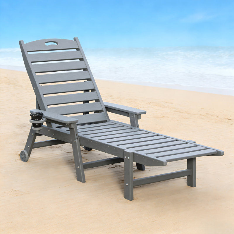 Chaise longue d'extérieur en PEHD, Gris