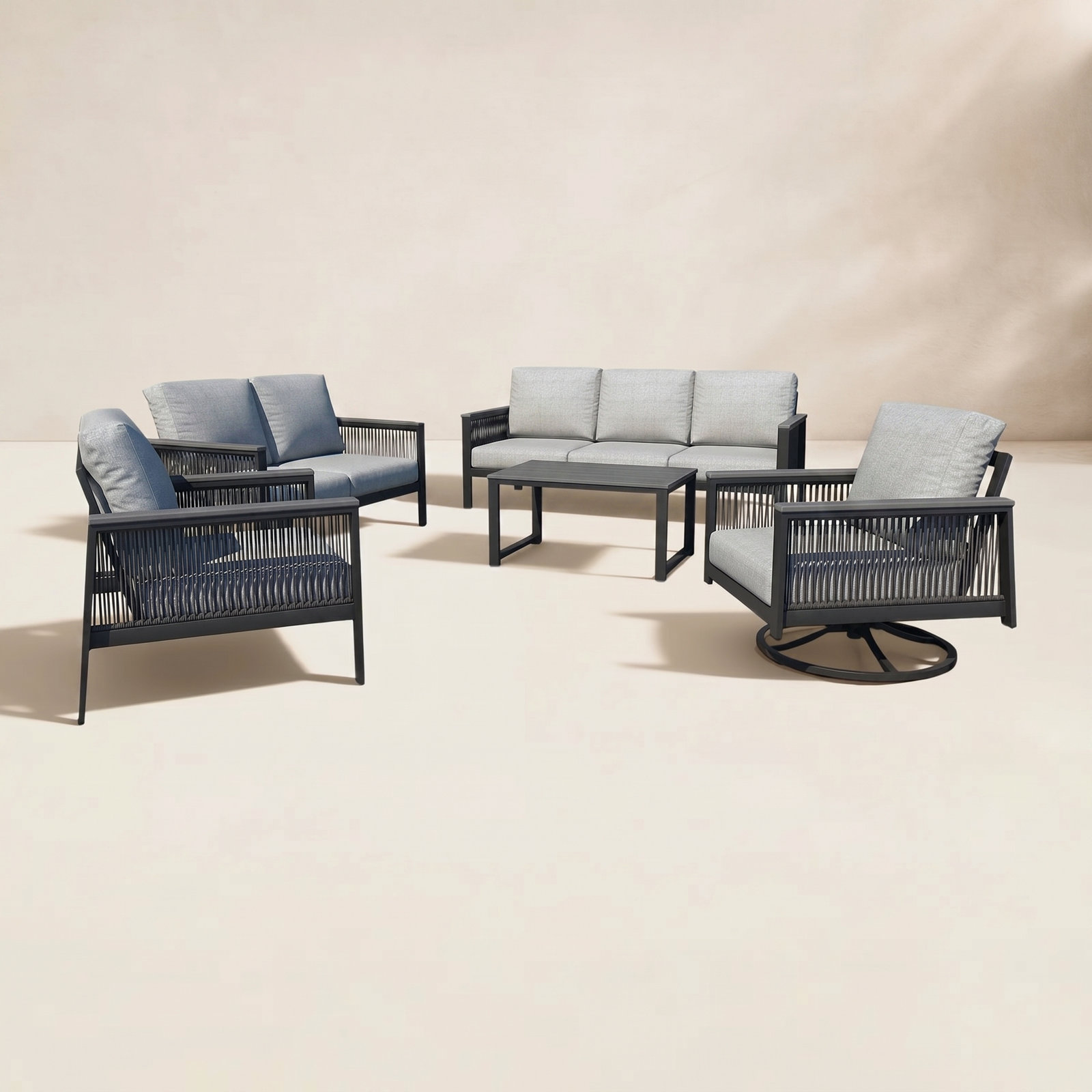 Townsend 7 - Person Patio Conversation Set with Cushions, Cavnas Granite