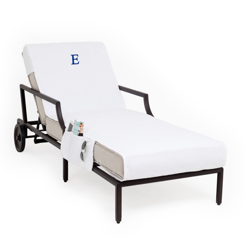 Chaise Lounge Cover Cotton, White\Blue, H