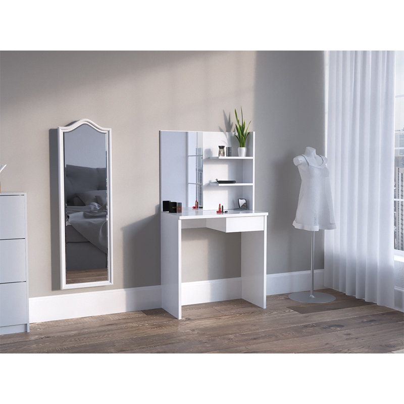 Stuttgart Dressing Table with Mirror, White