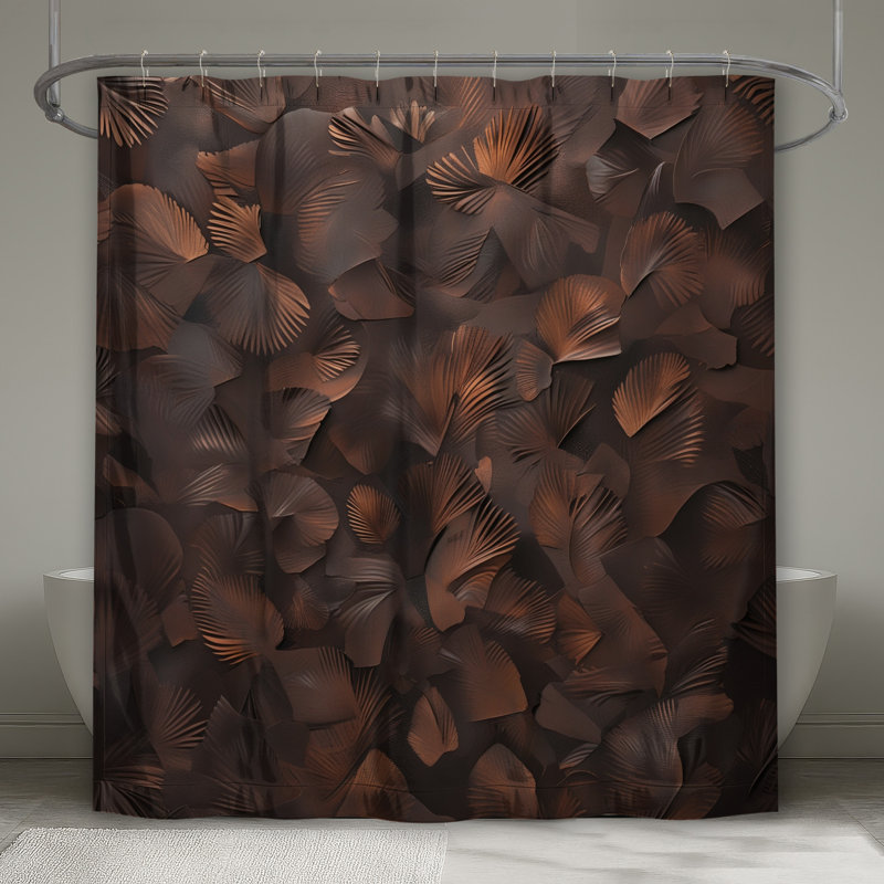 Bronze Leaf Texture Shower Curtains Extra Long, 70in W x 84in H