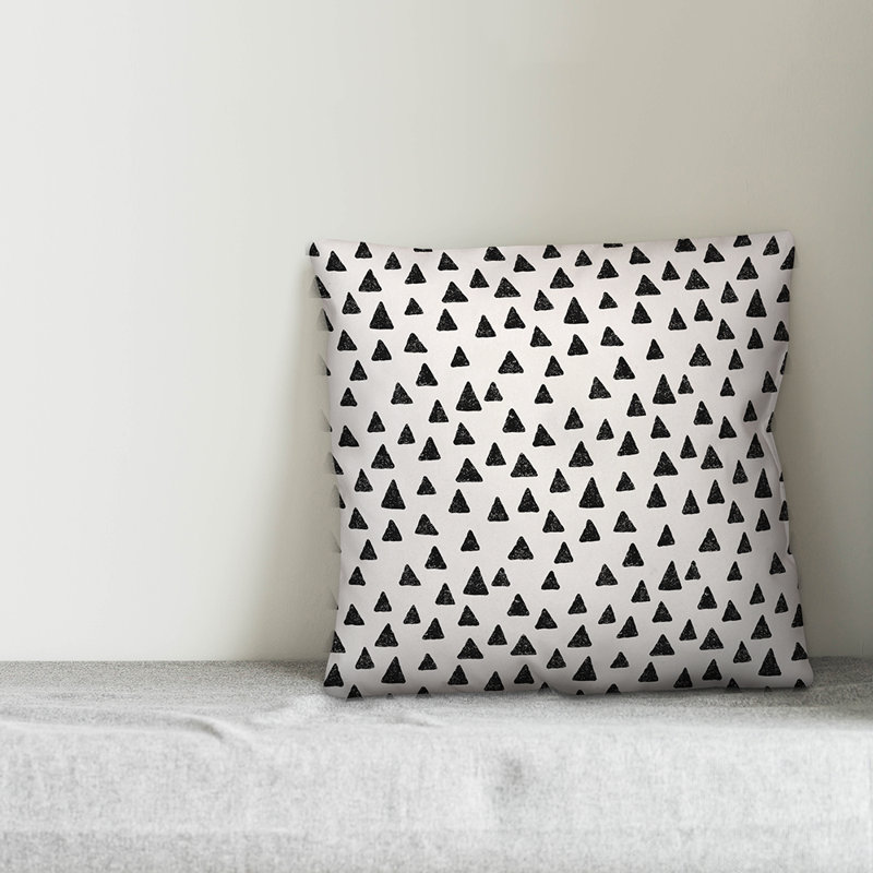 Polka Dots Reversible Throw Pillow, 16" x 16", White/Black Geometric 5