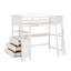 Lit mezzanine simple avec bureau, tiroirs et tablettes