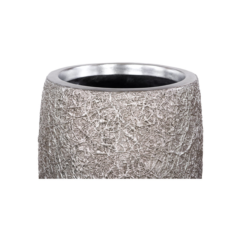 String Theory Resin Pot Planter, 24" H x 14" W x 14" D, Silver