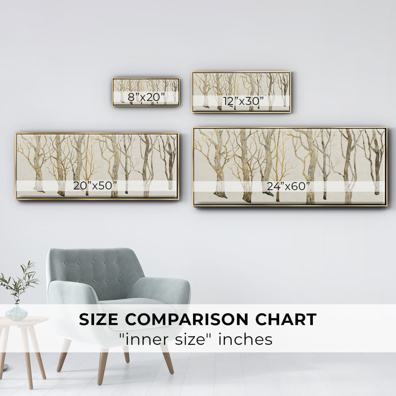 Bare Trees II- Framed Canvas, 20" H x 50" W