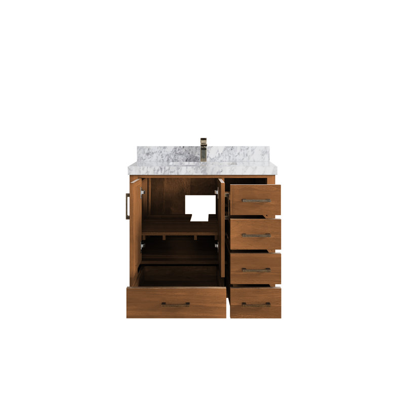 Ensemble de meuble-lavabo simple 36 po Malibu, Marbre de Carrare
