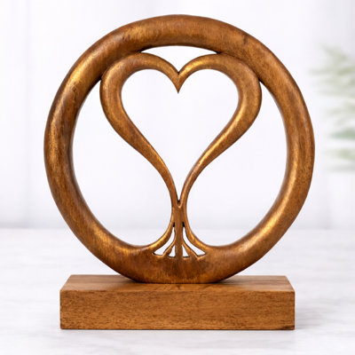 Handcrafted Wooden Heart Sculpture – Intertwined Love Design for Home, Christmas Decor & Mother’s Day Gift for Mom