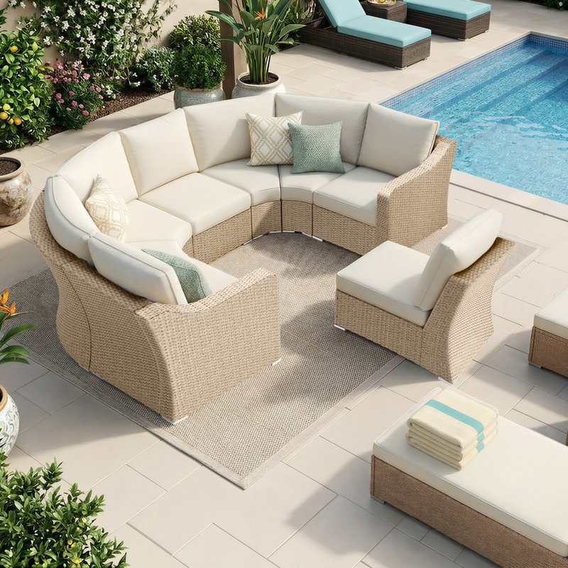  Ensemble de mobilier d'extérieur 8 pièces, Marron clair, 6
