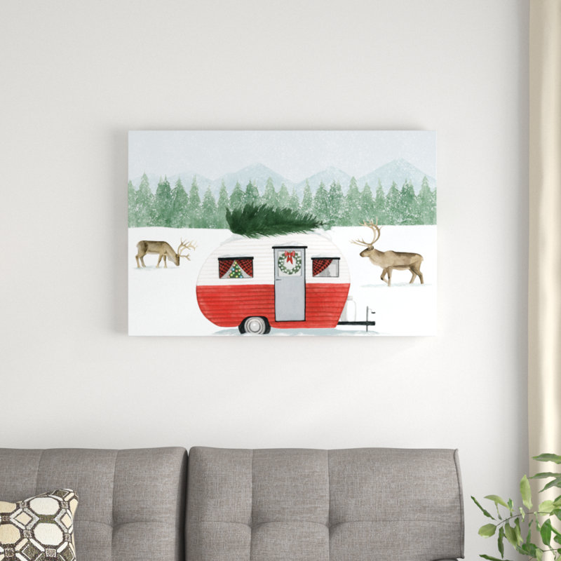 Camping for Christmas Collection A by Grace Popp - Graphic Art Print, 61cm H x 91cm W, Wrapped Canvas