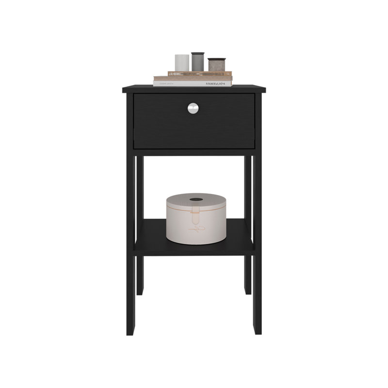 Table de chevet avec 1 tiroir, Noir