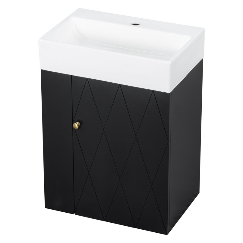 Meuble-lavabo 20 po avec lavabo en céramique, Noir