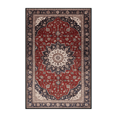 Tapis persan noir lavable à la machine