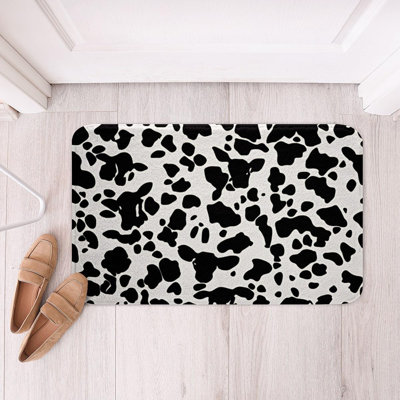 Tapis de salle de bain à motif de vache 16 po x 24 po noir blanc tapis de bain pour bain de lait