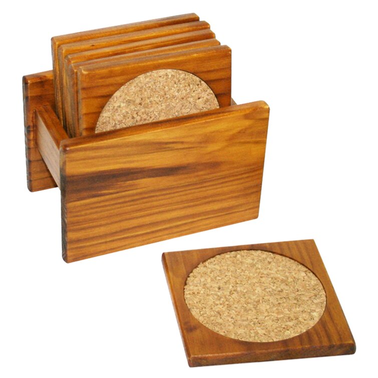 Muellery Wooden Drink Coasters Rustic Square Coasters for Drinks Cup Holder  Wood Set 2p TPKS120321