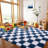 Soft, non-slip area rug with a blue-and-white striped design, ideal for bedside, children's rooms, and living rooms.-1019347553-1019347578