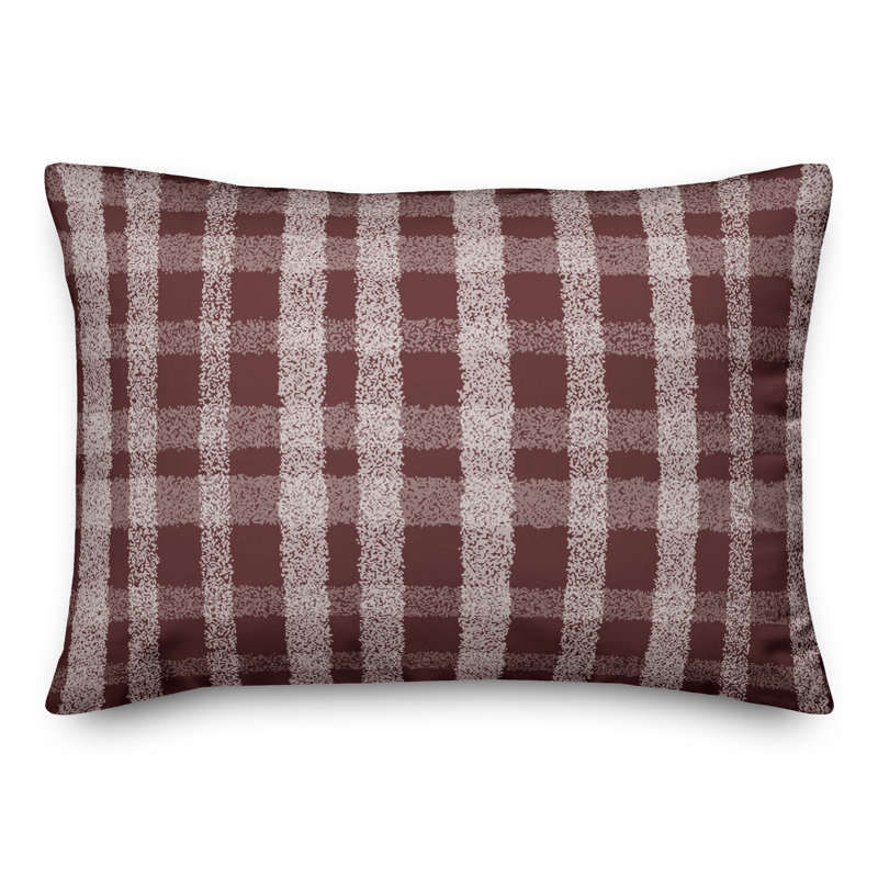 Plaid Outdoor Reversible Throw Pillow, Marron, H 18 po x l 25 po