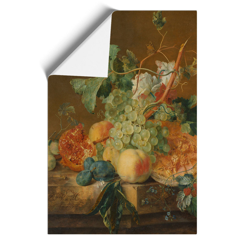 Still Life With Flowers And Fruit Vol.8 by Jan Van Huysum - No Frame Painting, 30cm H x 21cm W x 0.1cm D