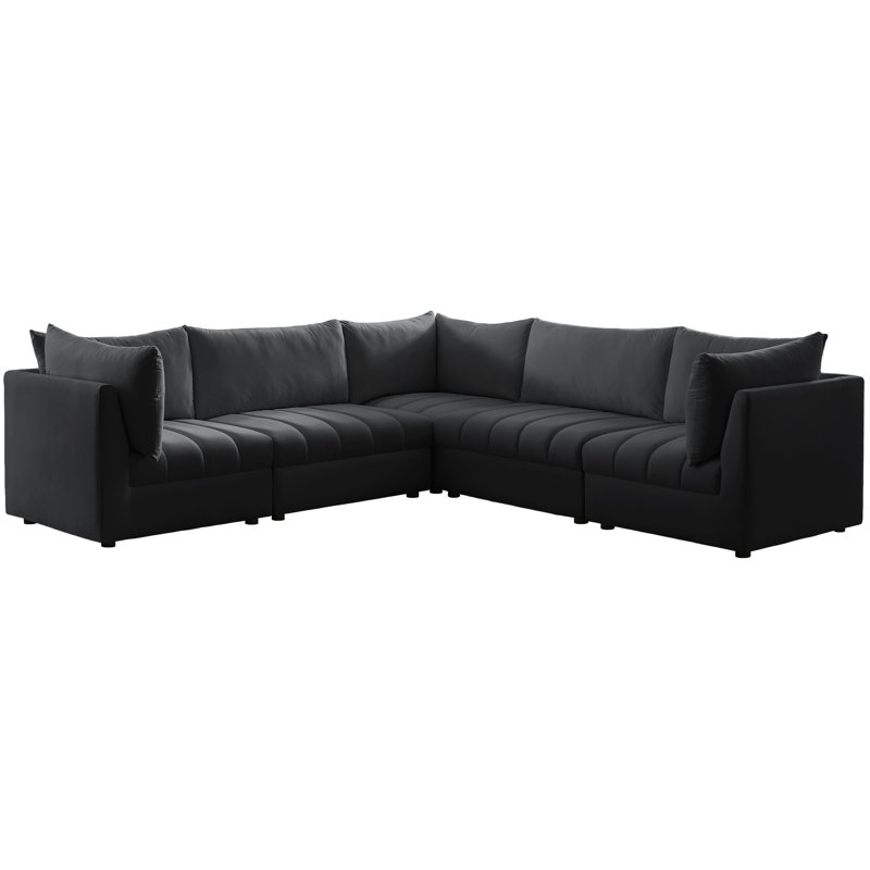 Canapé modulaire en velours réversible de 103 po de largeur Ensoll, Velours noir