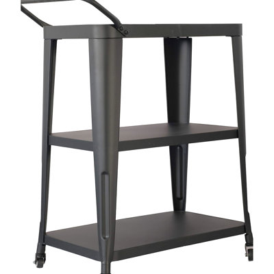 Industrial 3 - Tiered Dining Cart In Black With Swivel Wheels And All Metal Build, Suitable For Party Or Kitchen Setup, 33.7"H X 23.8"W 13.8"D, Assembly Required Frame Wheels, Ample Space Room Party,