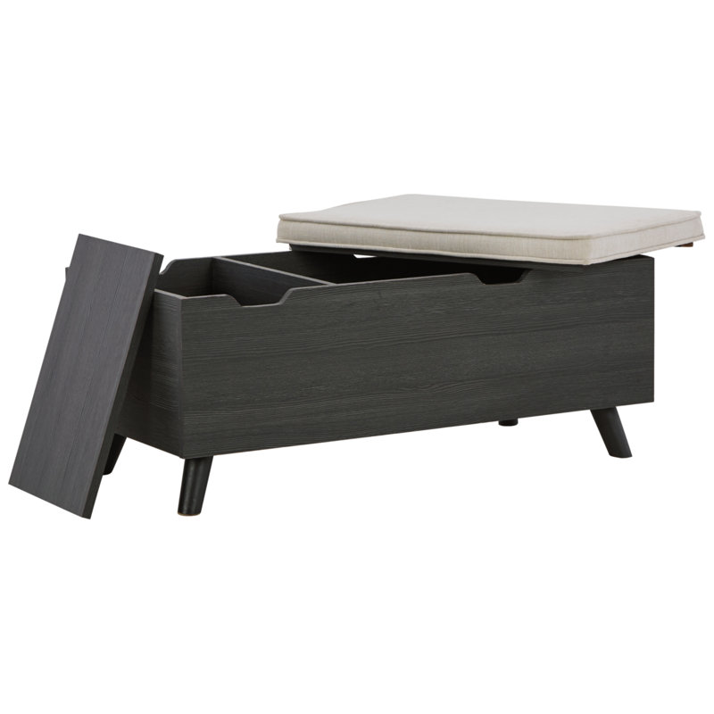 Banc de rangement Kadira, Blanc / noir