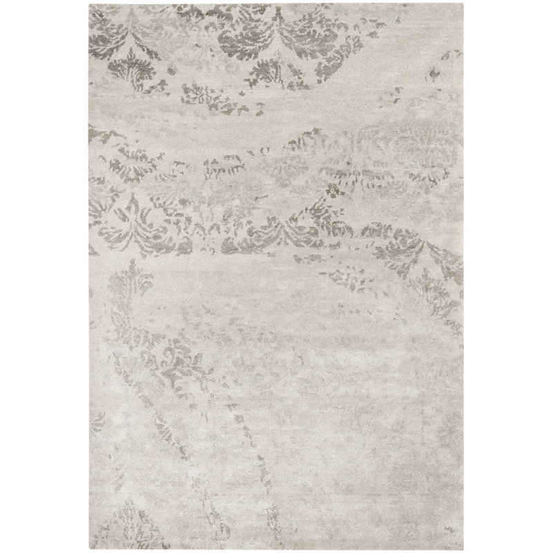 Tapis tibétain à motif floral en viscose / coton en tissu noué à la main Vallée, Rectangle 8 pi x 10 pi