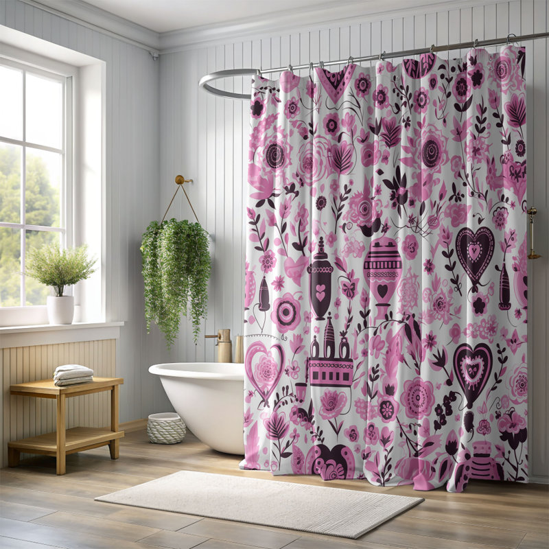 Heart Dance - Rideau de douche standard 1 pièce, H 74 po x l 71 po