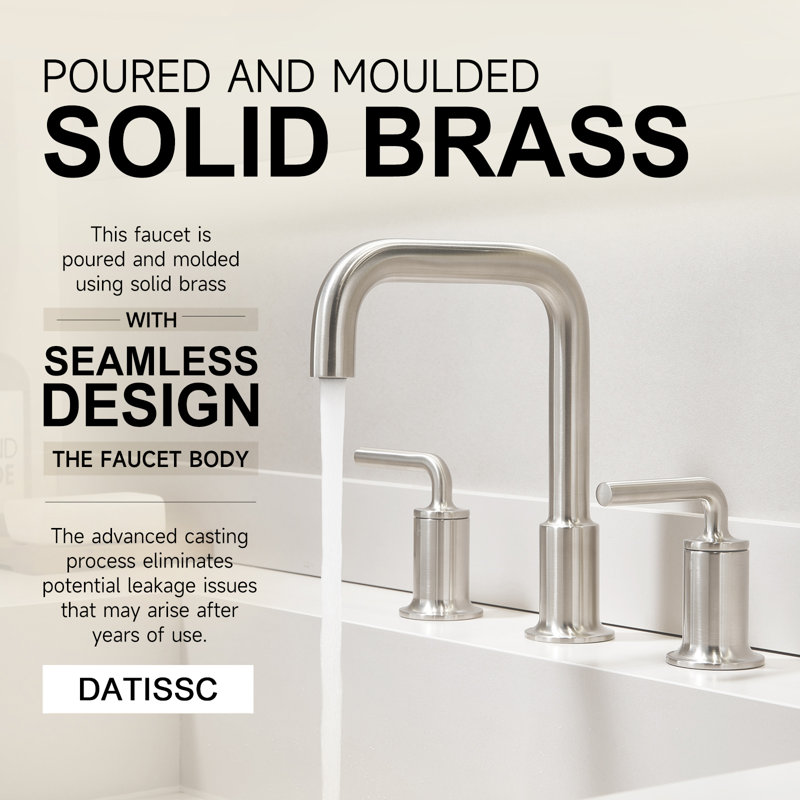 Robinet de salle de bain à 2 poignées avec drain, Nickel brossé