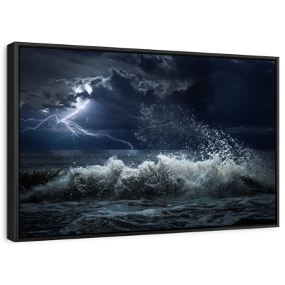 Plage «Seascape Lightning Storm Wall Art»