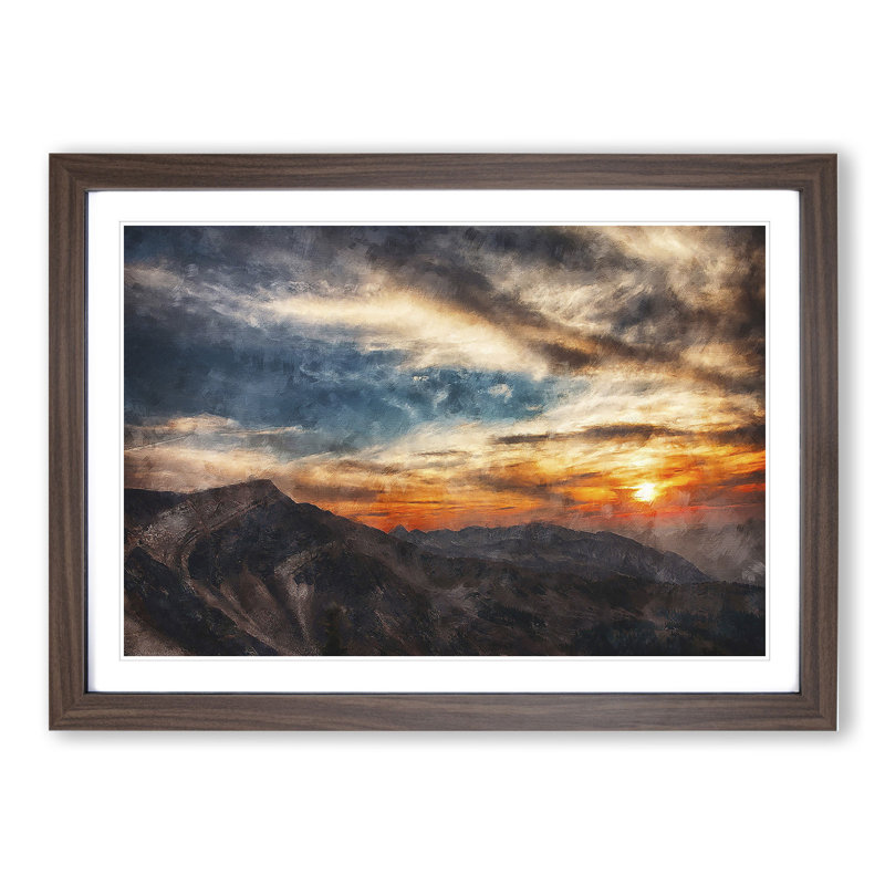Sunset in Utah - Picture Frame Painting, Walnut Framed, 27cm H x 36cm W x 2cm D