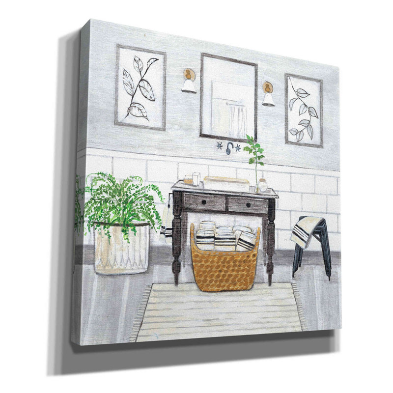 «Upstate Farmhouse Bath I» par Inconnu JD, reproduction sur toile tendue, H 12 po x l 12 po x P 0,75 po