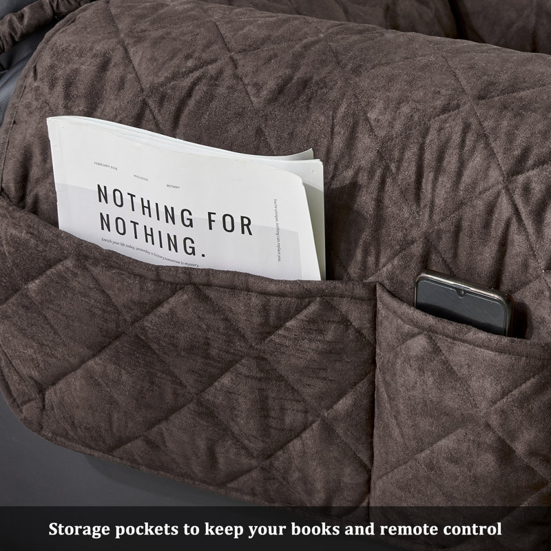 Microsuede Waterproof Box Cushion Recliner Slipcover, Chocolate, 96" H x 23" W x 20" D