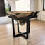 Gorgeous Raw Onyx Stone and Wrought Iron Foyer Table